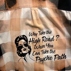 Chic Graphic Button Down Shirt - Black and Tan